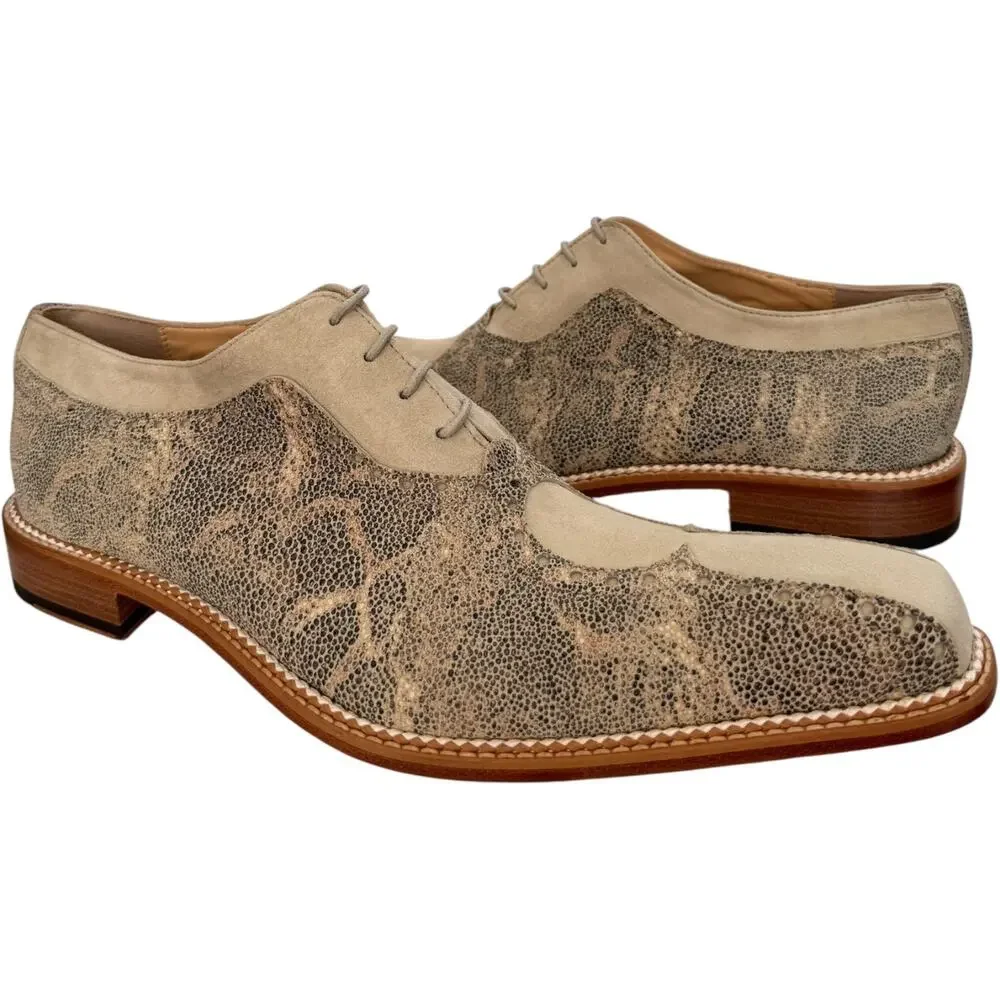 NEW Emilio Franco Italy Stingray Embossed Oxford suede Shoes 42.5 EU / 9.5 US